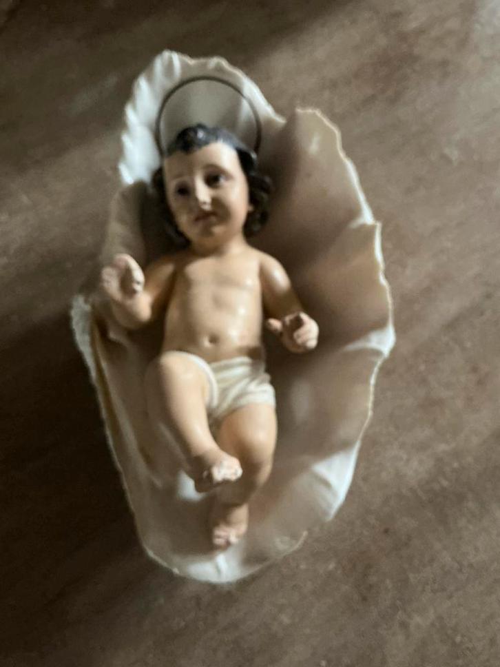 Antieke doopvont schelp met kindje Jezus, Antiek en Kunst, Curiosa en Brocante, Ophalen of Verzenden