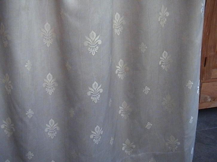 2 beige gordijnen patroon met FRANSE lelie, 170 x 155 cm, Huis en Inrichting, Stoffering | Gordijnen en Lamellen, Gebruikt, 150 tot 200 cm