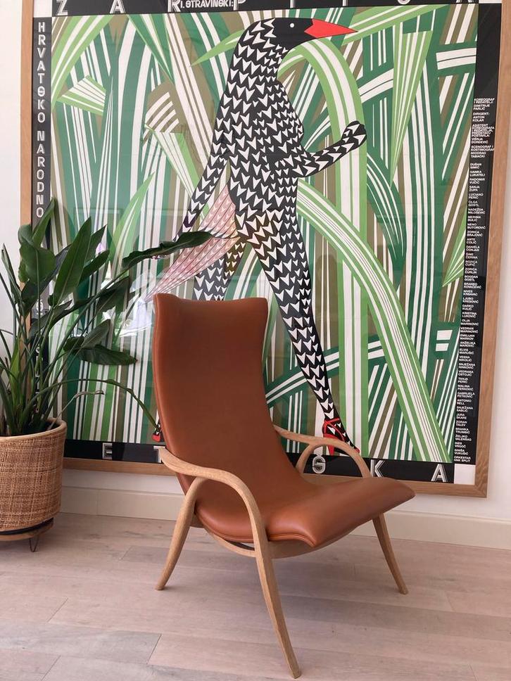 Carl Hansen&Son Signature Chair, Huis en Inrichting, Fauteuils, Zo goed als nieuw, Hout, Leer, 50 tot 75 cm, Minder dan 75 cm