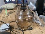 Vintage retro hanglamp bruin glas brons bovenkant 43 cm, Minder dan 50 cm, Nieuw, Glas, Ophalen