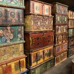 Beschilderde Antieke Landelijke Volkskunst Kisten, Ophalen, Gebruikt, 50 tot 100 cm, 50 tot 75 cm