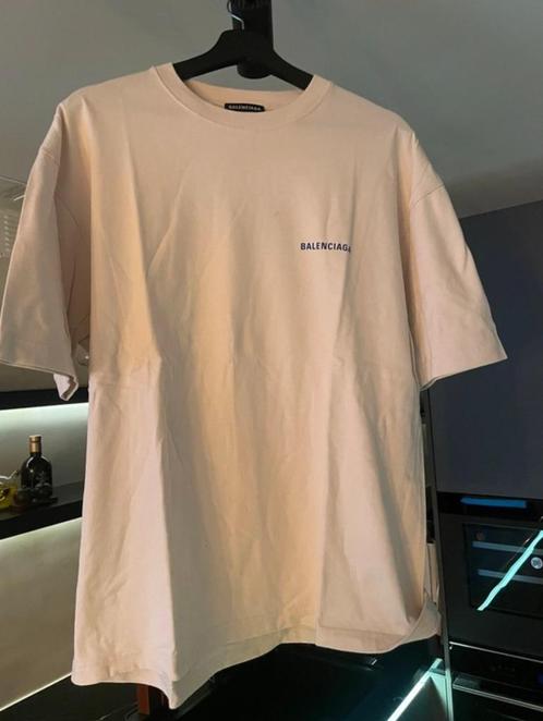 Balenciaga Oversized T-shirt met logo- en backprint, Kleding | Heren, T-shirts, Zo goed als nieuw, Maat 48/50 (M), Beige, Ophalen of Verzenden