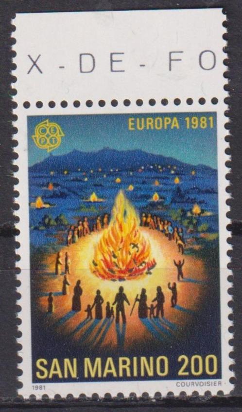 San Marino 1981 EUROPA Kerstmis boom vuurwerk met TAB, Postzegels en Munten, Postzegels | Thematische zegels, Postfris, Overige thema's