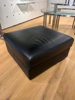 Zwarte lederen poef Musa Italia, Ophalen, Gebruikt, Vierkant, Leer