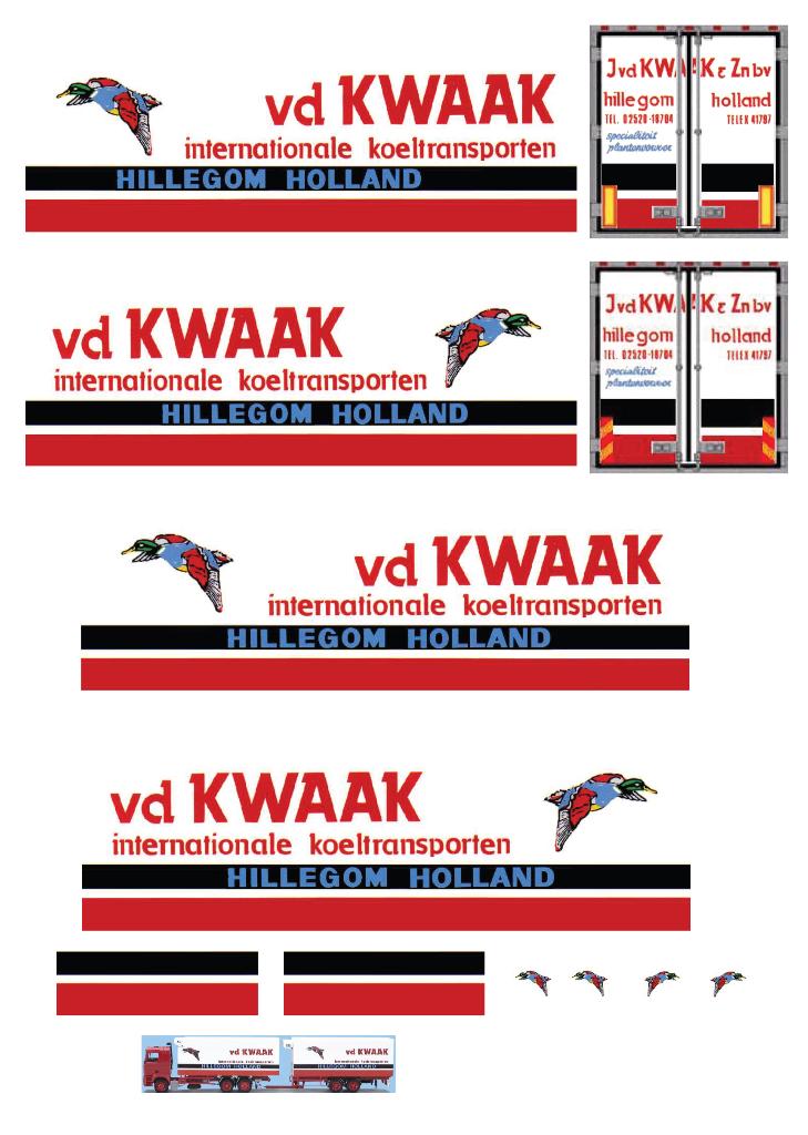 Vrachtauto decal 1:50 van der Kwaak Hillegom (combi) type 1, Verzenden, Nieuw, Bus of Vrachtwagen, Overige merken