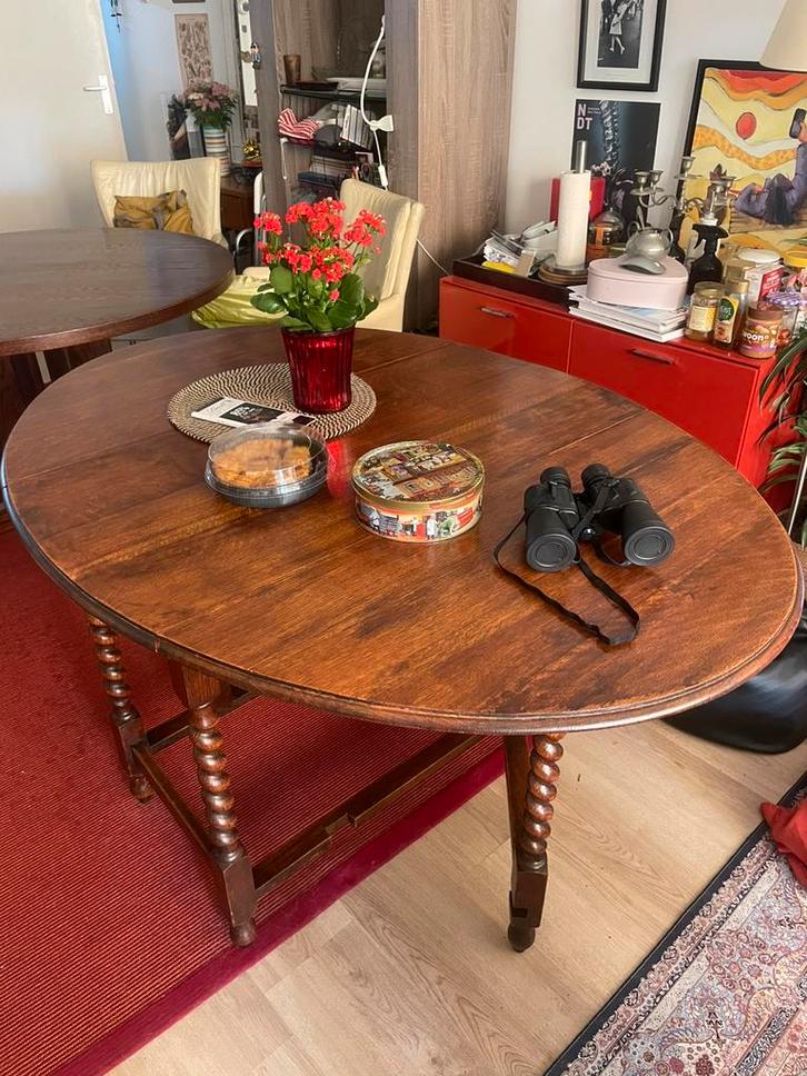 eiken hangoortafel, salon tafel (oak folding table), Huis en Inrichting, Tafels | Eettafels, Gebruikt, 150 tot 200 cm, 100 tot 150 cm