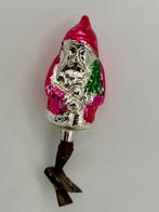 Oude kerstbal rood roze kerstman op knijper, Ophalen of Verzenden, Gebruikt