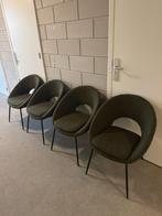 4 leuke teddy boucle stoelen Groen / Mosgroen / Khaki, Huis en Inrichting, Stoelen, Ophalen of Verzenden, Zo goed als nieuw