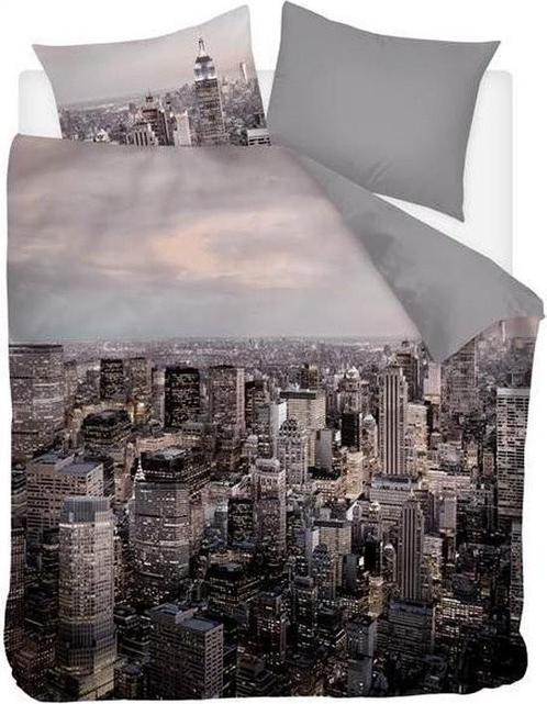 Snoozing City lights dekbedovertrek Grijs 200x200/220, Huis en Inrichting, Slaapkamer | Beddengoed, Zo goed als nieuw, Dekbedovertrek