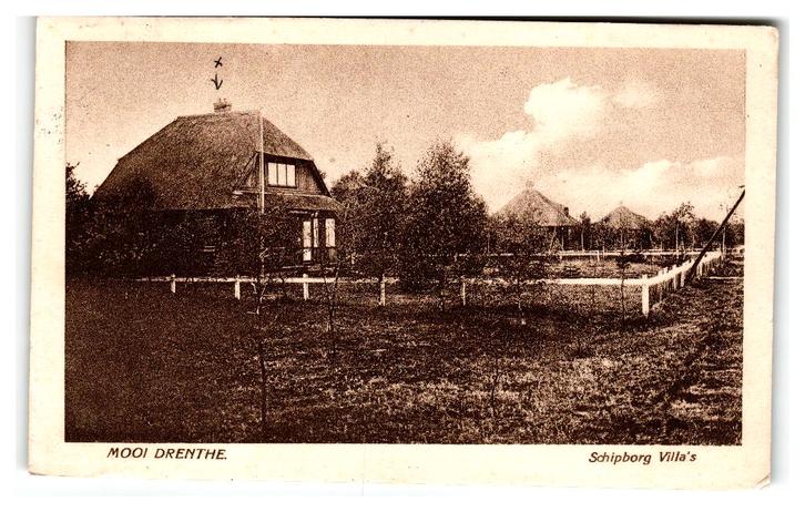 Schipborg, Villa's. Mooi Drenthe, Verzamelen, Ansichtkaarten | Nederland, Gelopen, Drenthe, 1920 tot 1940, Verzenden