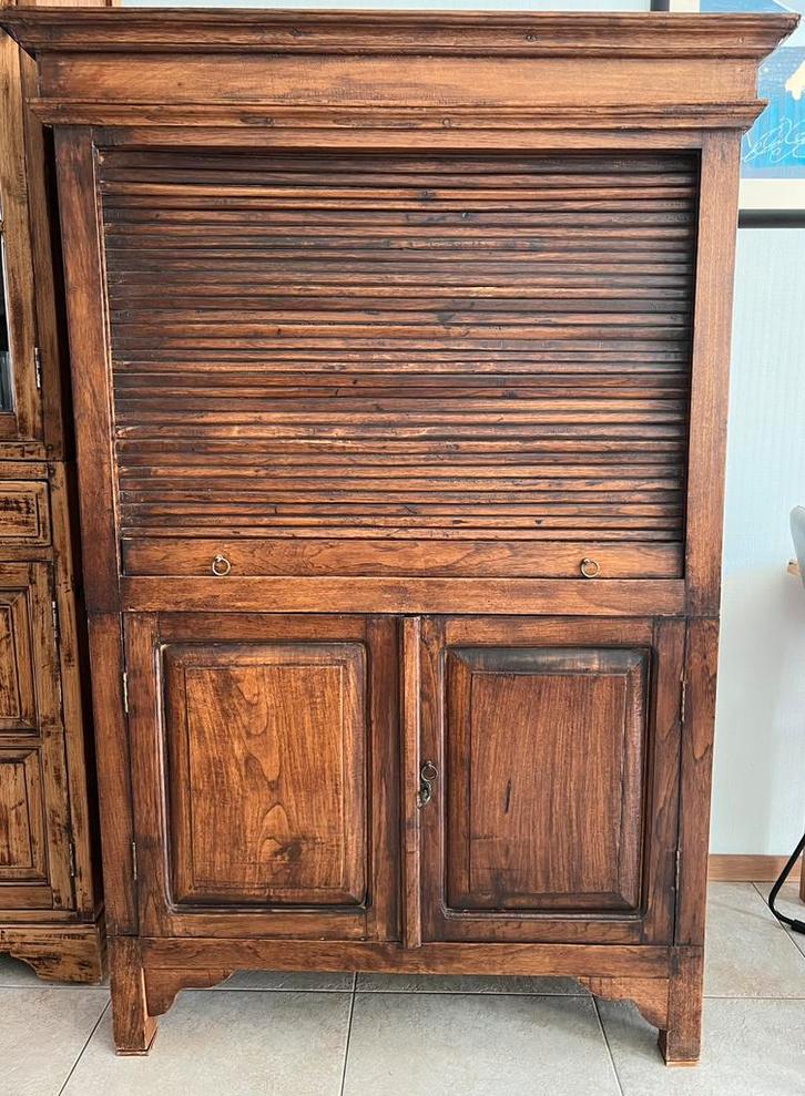 Massief Teak houten (computer)kast, Huis en Inrichting, Kasten | Computermeubels, Gebruikt, 120 tot 170 cm, 70 tot 120 cm, 40 tot 80 cm