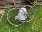 Set OLDTIMER wielen Achterwiel 28 inch 3 ketting .trommelrem, Wiel, Gebruikt, Oldtimer, Ophalen of Verzenden