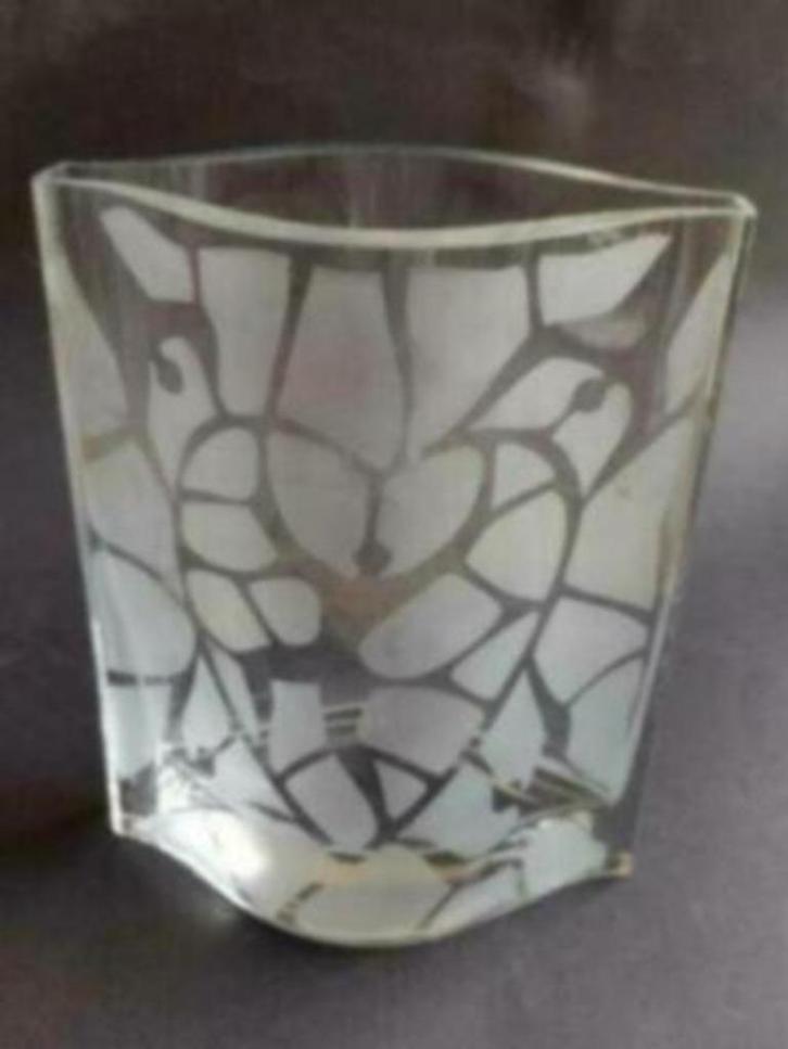 Kristallen design vaas ovaal met geëtste print, Antiek en Kunst, Antiek | Glas en Kristal, Ophalen