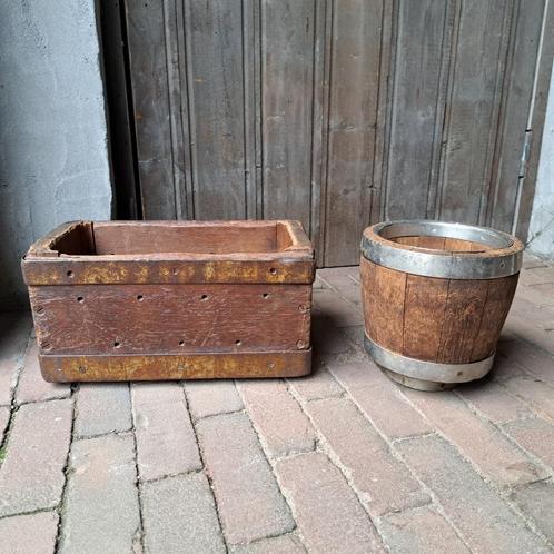 Brocante oude houten kaasmal rond of rechthoekig *Etage3*, Huis en Inrichting, Woonaccessoires | Overige, Gebruikt, Ophalen of Verzenden