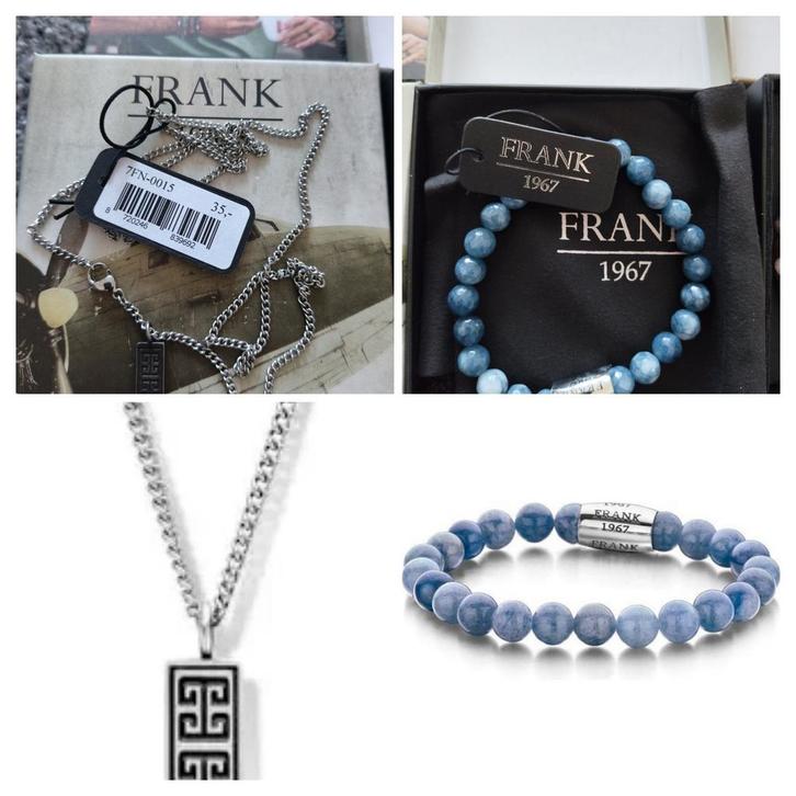 Frank 1967 hanger met ketting of armbandje blauw grijs nieuw, Sieraden, Tassen en Uiterlijk, Kettingen, Nieuw, Overige materialen