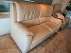 Crème leren bankje, Huis en Inrichting, Ophalen, Gebruikt, 150 tot 200 cm, Tweepersoons