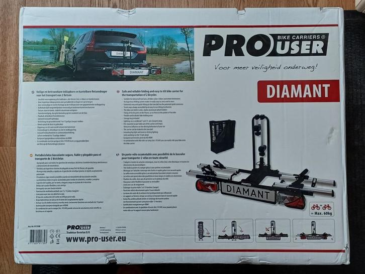 pro user diamant fietsendrager, Auto diversen, Fietsendragers, Nieuw, Trekhaakdrager, 2 fietsen, Brede banden, Elektrische fiets