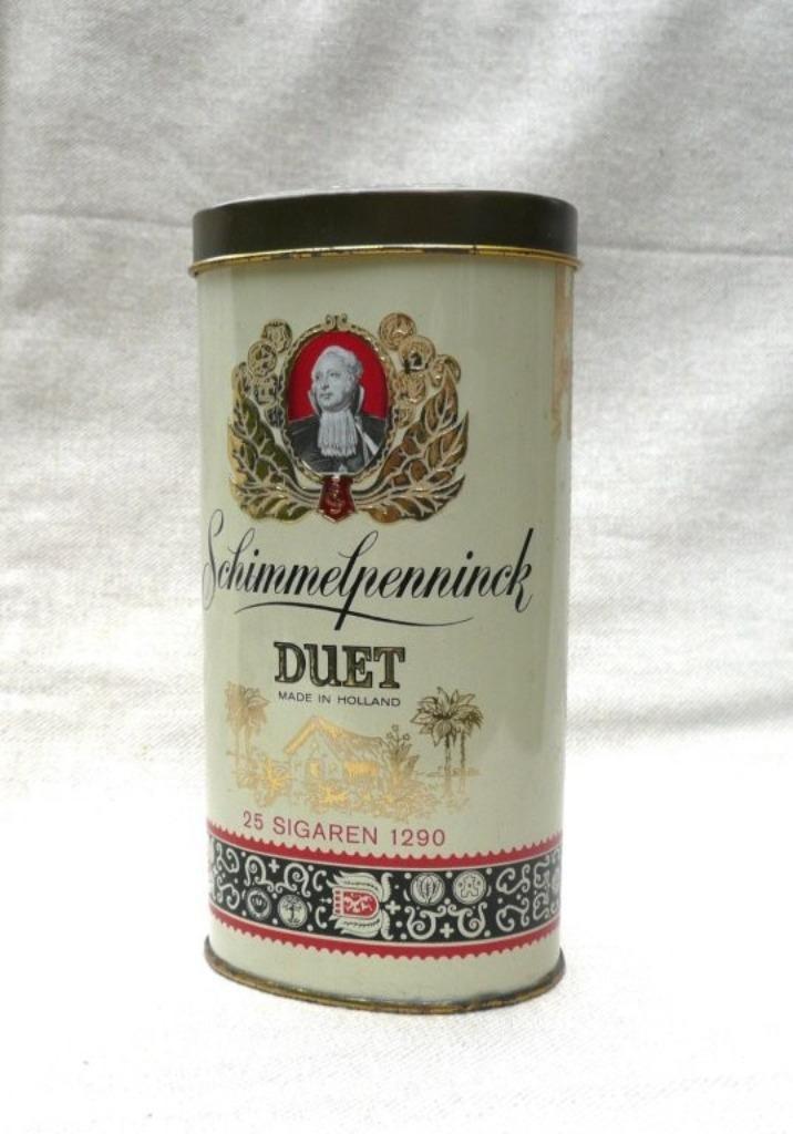 blik (leeg) Schimmelpenninck duet 1290 25 sigaren., Verzamelen, Rookartikelen, Aanstekers en Luciferdoosjes, Gebruikt, Tabaksdoos of Verpakking