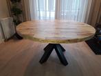 Ronde eettafel van mangohout, 1.40 doorsnee, Huis en Inrichting, Tafels | Eettafels, Ophalen, Rond, Zo goed als nieuw, Vijf personen of meer