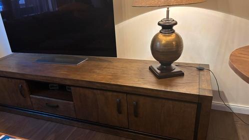 Massief eiken houten tv-meubel met veel opbergruimte, Huis en Inrichting, Kasten | Televisiemeubels, Gebruikt, Minder dan 100 cm