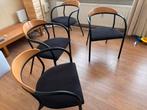 4 design stoeltjes zwart fluweel metaal en hout, Huis en Inrichting, Stoelen, Ophalen, Gebruikt, Zwart, Design