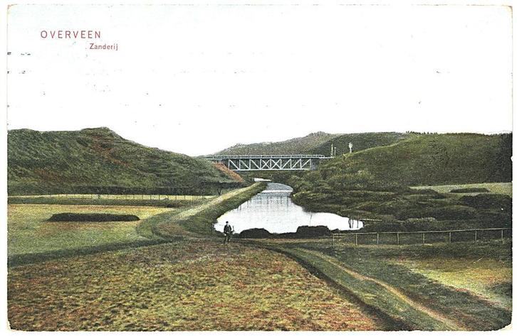 700155 Overveen NH 1916 Zanderij Gelopen met postzegel, Verzamelen, Ansichtkaarten | Nederland, Gelopen, Noord-Holland, Voor 1920