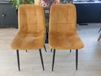Eetkamerstoelen 2x goudgeel velvet, Huis en Inrichting, Stoelen, Ophalen, Gebruikt, Overige kleuren, Twee