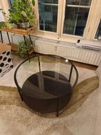 VITTSJO Ikea salontafel zwart met glas, Huis en Inrichting, Ophalen, Gebruikt, 50 tot 100 cm, Glas