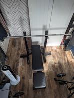 Bank druk bank inclusief gewichten, Sport en Fitness, Fitnessmaterialen, Ophalen, Gebruikt, Borst, Fitnessbank