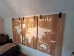 Map of the world wanddecoratie hout 3-luik, Huis en Inrichting, Woonaccessoires | Wanddecoraties, Ophalen, Zo goed als nieuw