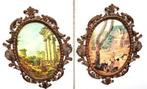 2 vintage/brocante  Italiaanse  fotolijsten met bol glas 50s, Ophalen of Verzenden