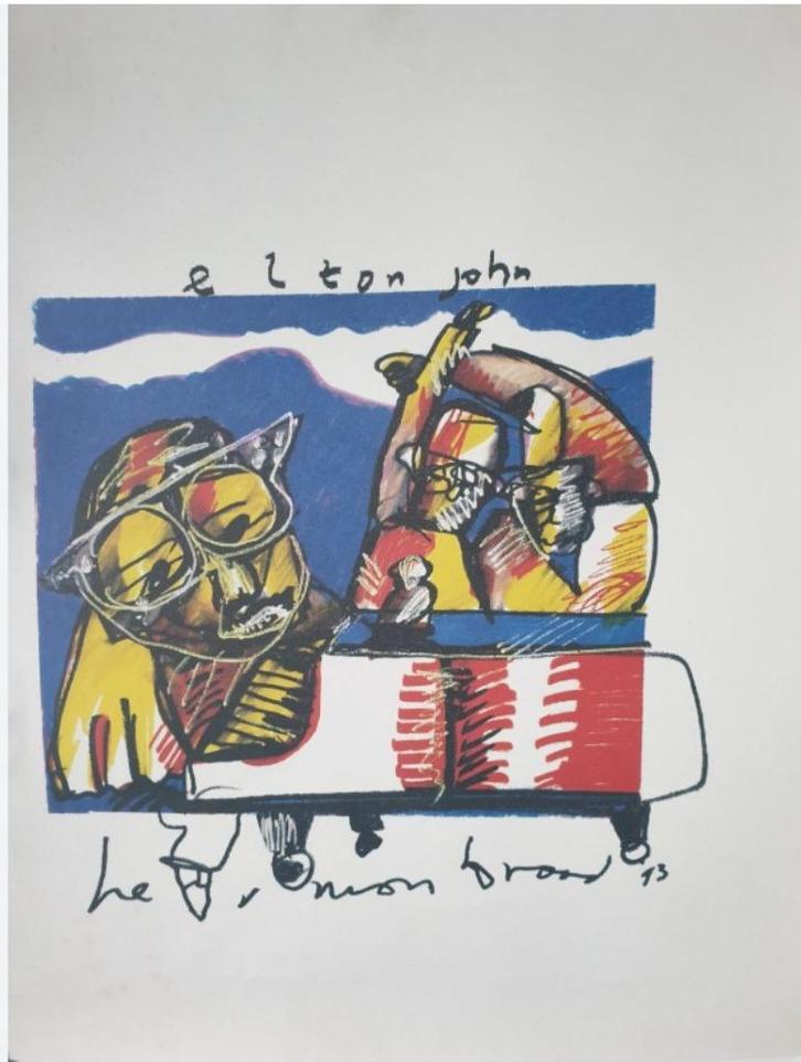 Herman Brood litho Elton John, Antiek en Kunst, Kunst | Litho's en Zeefdrukken, Ophalen of Verzenden