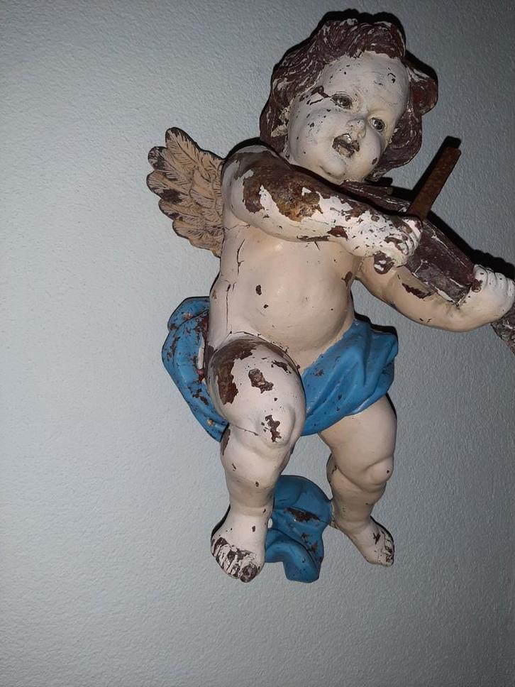 Aardewerk Engel Baby met Viool, Antiek en Kunst, Kunst | Beelden en Houtsnijwerken, Ophalen