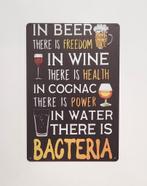 Bier Wijn Cognac en Water reclamebord van metaal wandbord, Info@deconoord.nl, Deco Noord, Nieuw, Ophalen of Verzenden