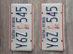 2x New York Nummerplaten Y6Z 545, Ophalen of Verzenden, Gebruikt