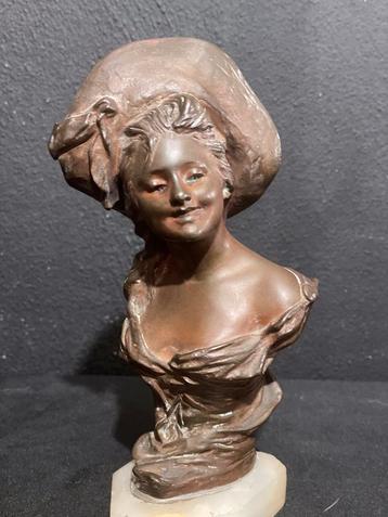 Zwaar brons Art Nouveau, Jugendstil buste beschikbaar voor biedingen