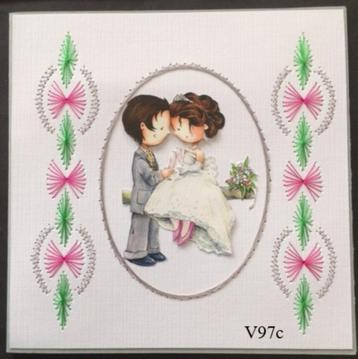 geborduurde kaarten huwelijk trouwen liefde beschikbaar voor biedingen