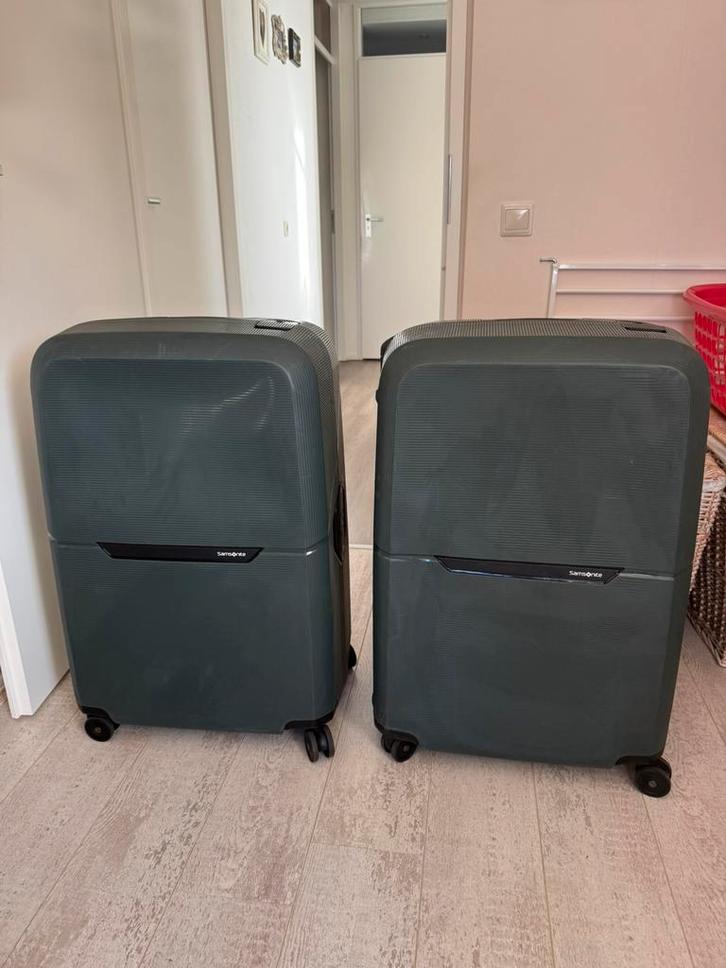 2x Samsonite Magnum Eco Spinner 81 - Forest Green, Sieraden, Tassen en Uiterlijk, Koffers, Zo goed als nieuw, Hard kunststof, 70 cm of meer