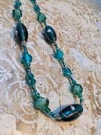 Ketting aqua blauw glazen kralen en zilver, Ophalen of Verzenden, Nieuw, Blauw, Overige materialen