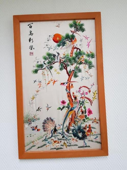 Broderie op zijde, China, Antiek en Kunst, Kunst | Niet-Westerse kunst, Ophalen