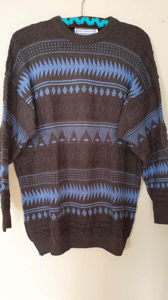 Vintage retro jaren 80 90 trui heren, Belgisch, Ann Harrewyn, Kleding | Heren, Truien en Vesten, Nieuw, Blauw, Ophalen of Verzenden