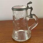 Glazen bierpul met klep, Verzamelen, Glas en Borrelglaasjes, Ophalen of Verzenden, Zo goed als nieuw, Bierglas