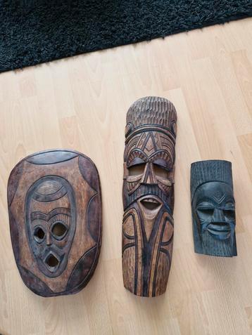 3 Zuid-Afrikaanse Maskers - Handgemaakt & Gaaf beschikbaar voor biedingen