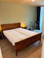 Massief Kersenhouten Bed 180x220 + Nachtkastjes, Ophalen, Bruin, English cottage, Tweepersoons