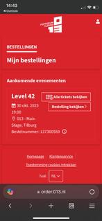 2 kaartjes Level42 in 013 30 oktober 2025, Tickets en Kaartjes, Twee personen, Oktober