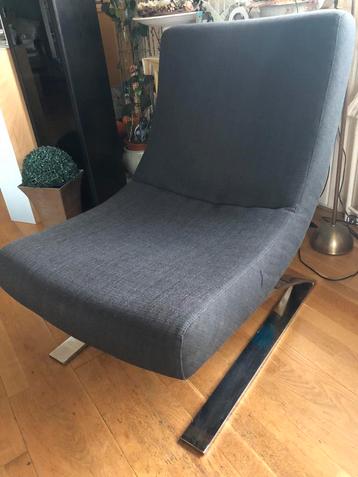 Antraciet design stoel van Esprit Home in stof en chroom