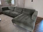 Groene Ribstof Bank met Longchair, Ophalen, Gebruikt, Stof, Modern