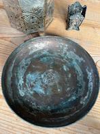 Verzilverd doosje, maggifles houder en kopere scha, Antiek en Kunst, Ophalen of Verzenden, Zilver