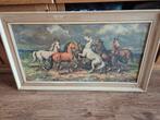 Schilderij met paarden, Huis en Inrichting, Woonaccessoires | Schilderijen, Tekeningen en Foto's, Ophalen, Gebruikt, 50 tot 75 cm