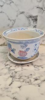 Vintage aardewerk bloempot met onderschotel, chinees, Antiek en Kunst, Ophalen of Verzenden